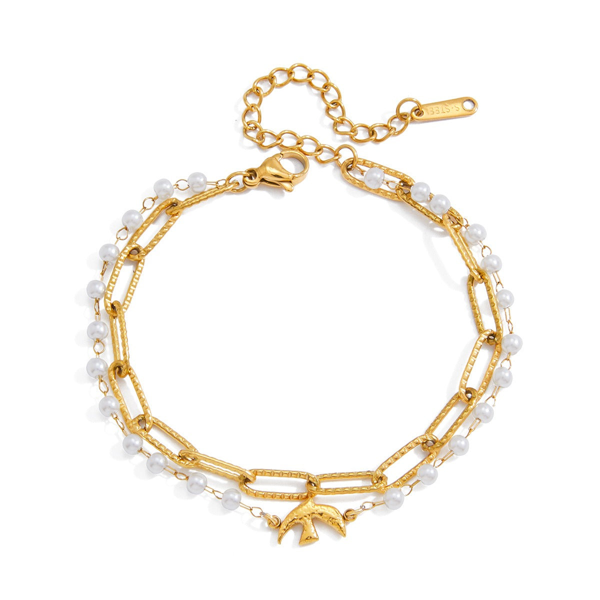 Double pearl chain bracelet