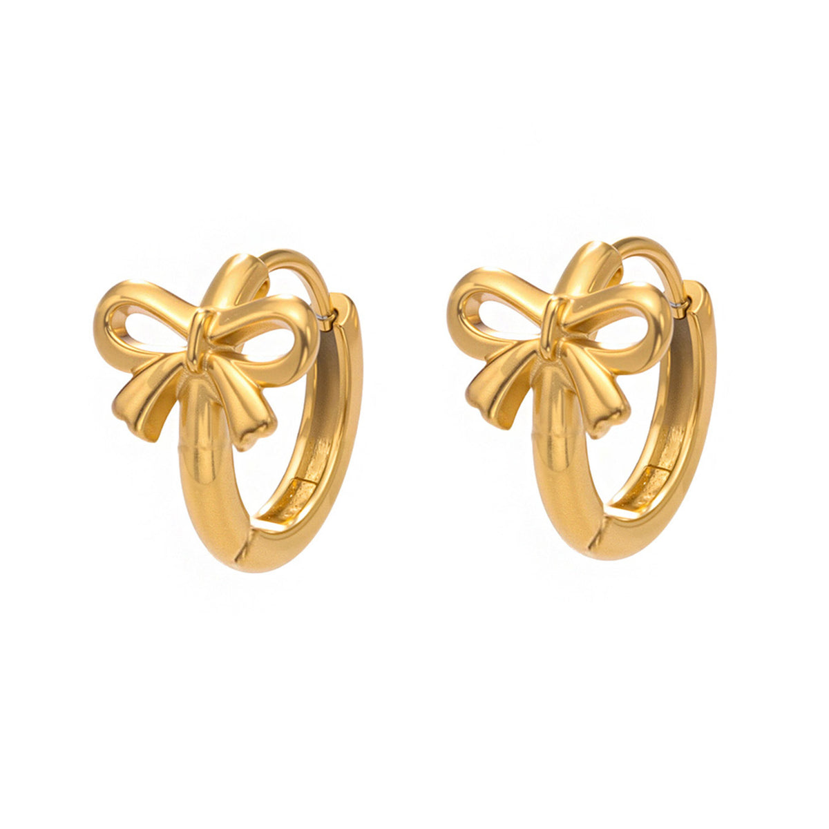 Golden bow hoop earrings