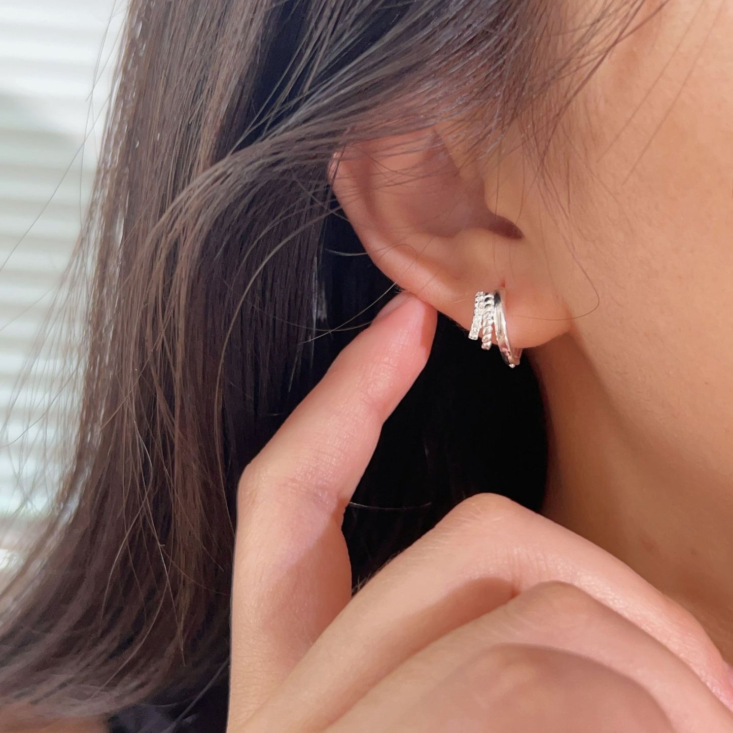 Triple huggie earrings