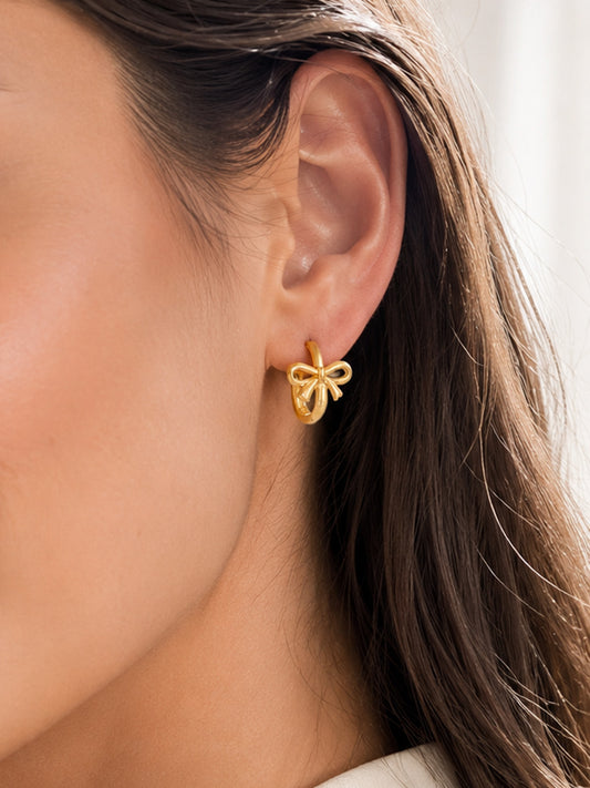 Golden bow hoop earrings