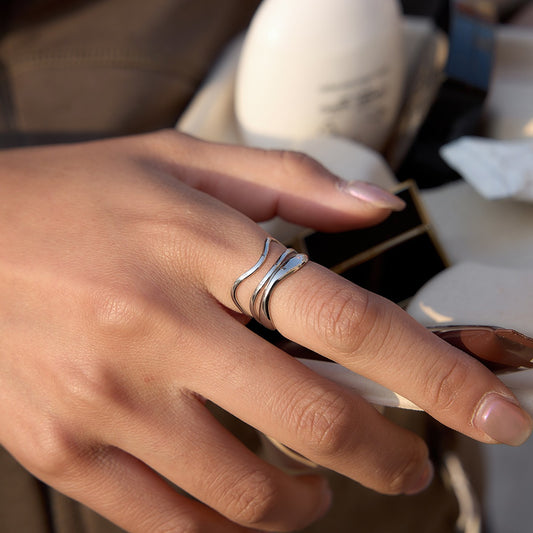Irregular silver contour ring
