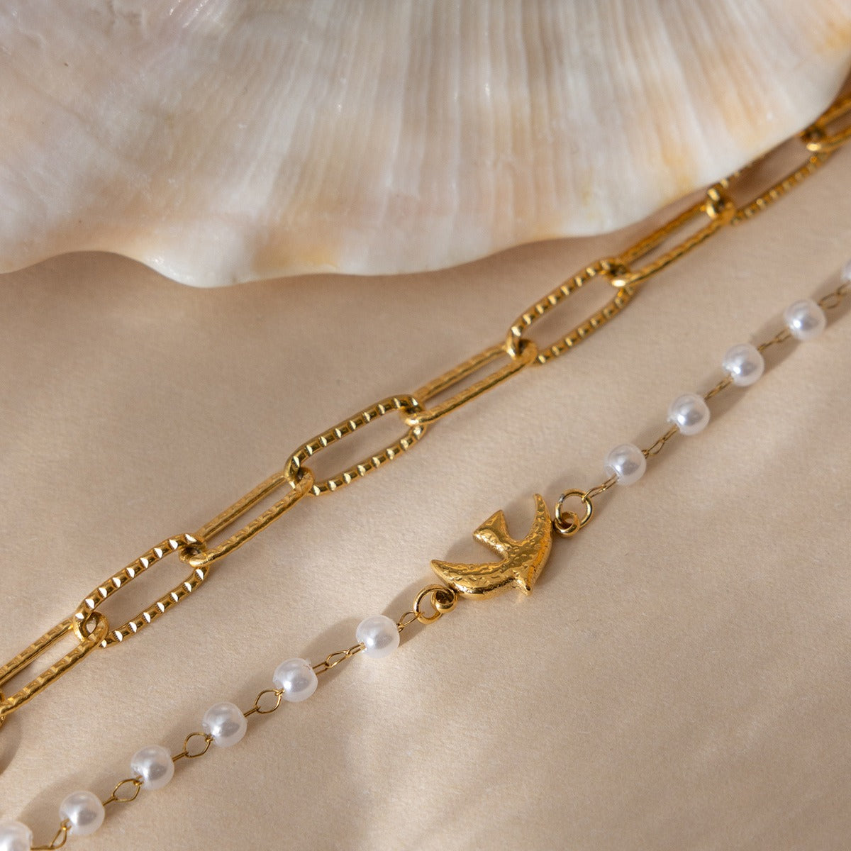 Double pearl chain bracelet