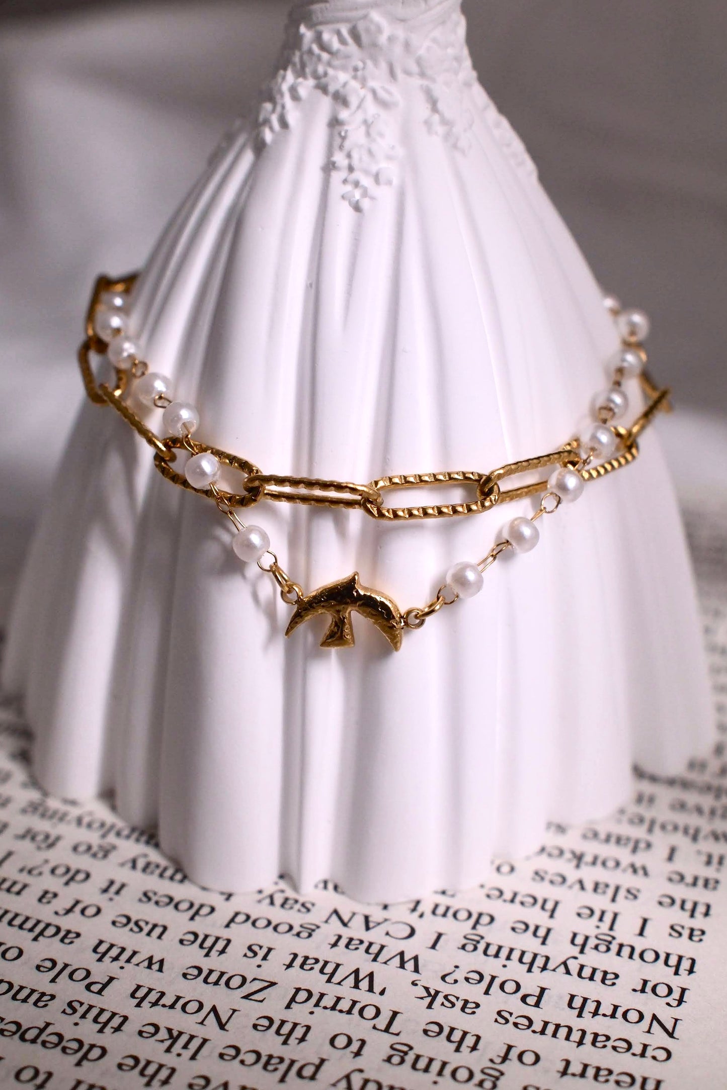 Double pearl chain bracelet