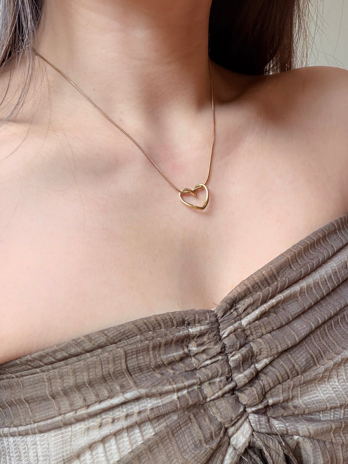 316L Gilded contour heart necklace