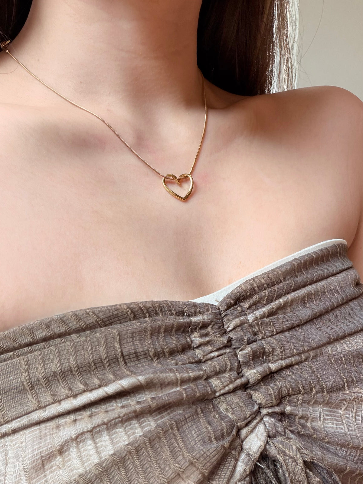 316L Gilded contour heart necklace