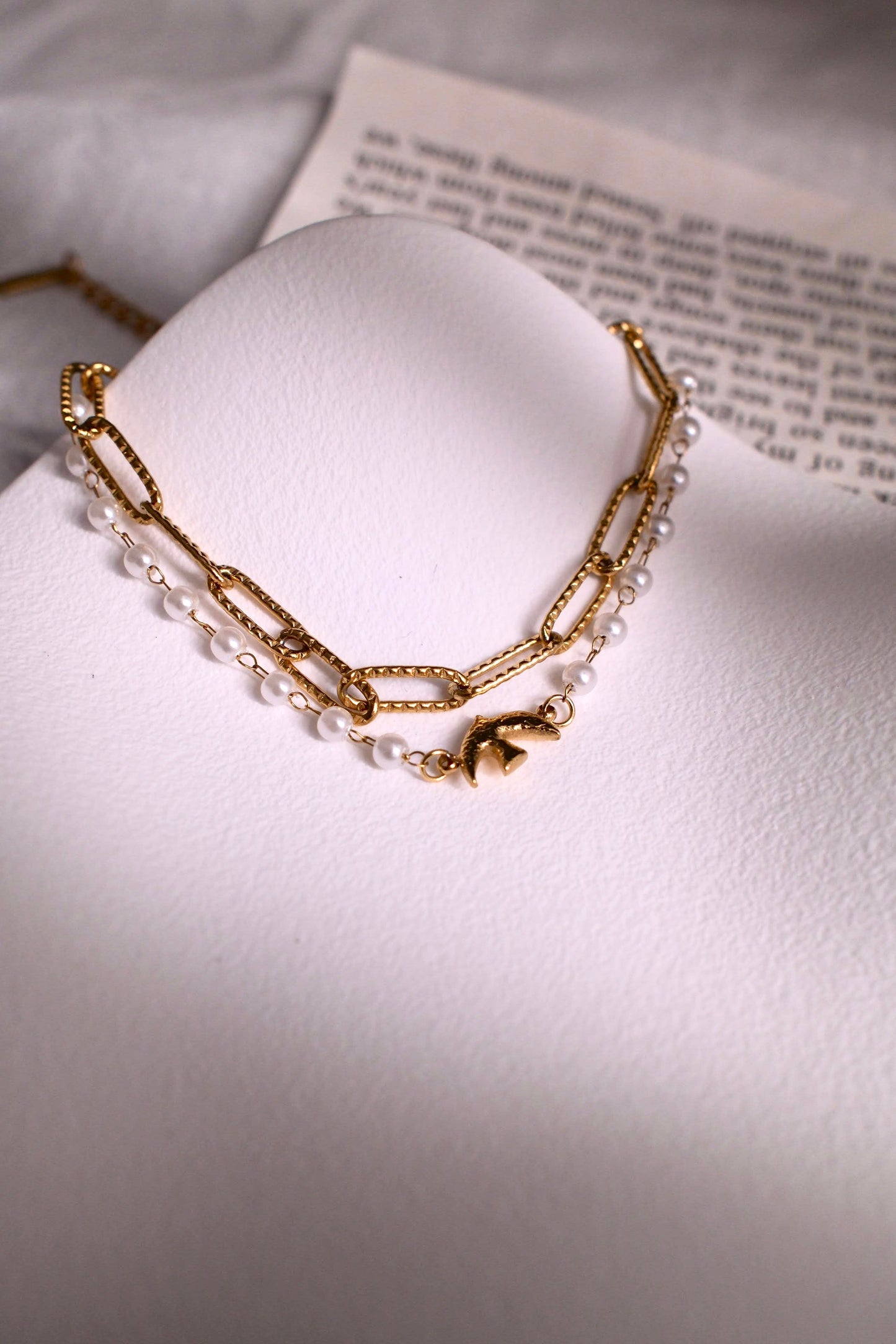 Double pearl chain bracelet
