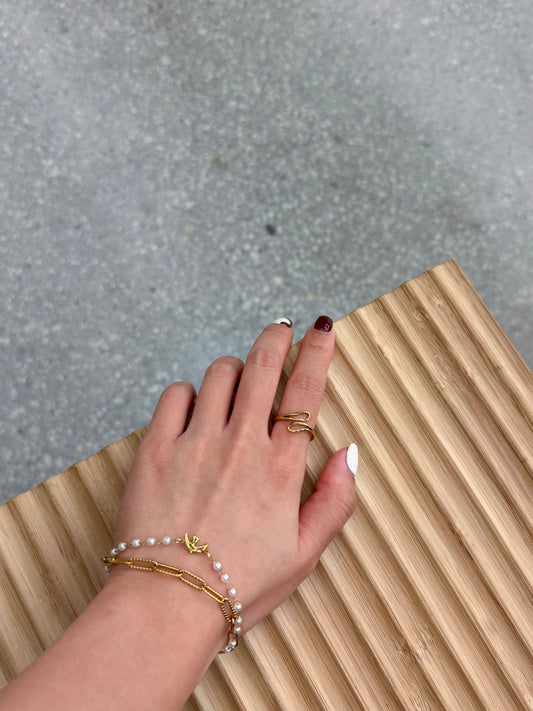 Double pearl chain bracelet