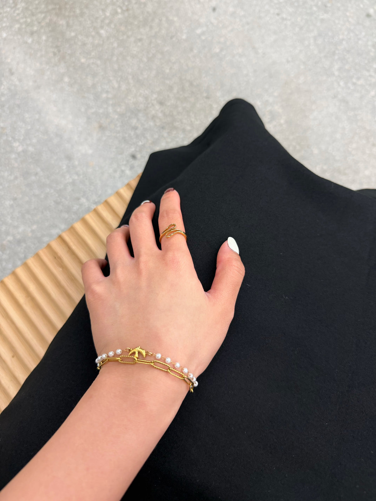 316L Double pearl chain bracelet