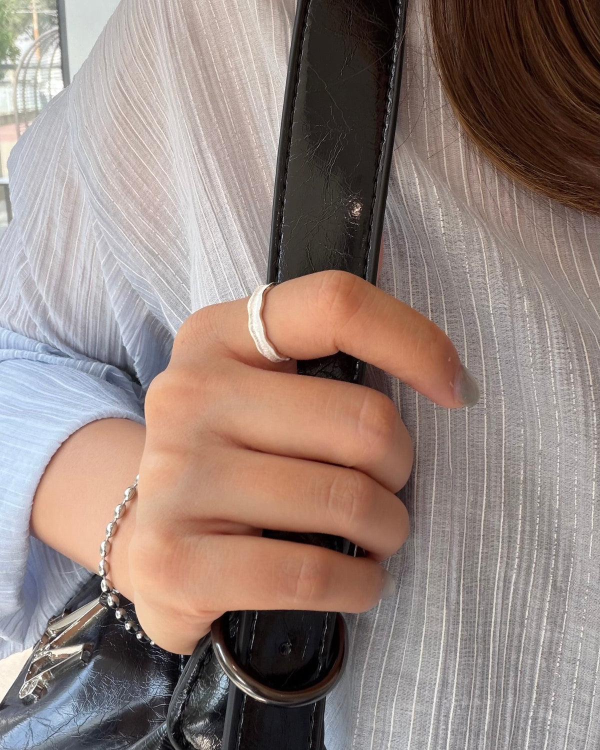 寬版磨砂純銀戒指