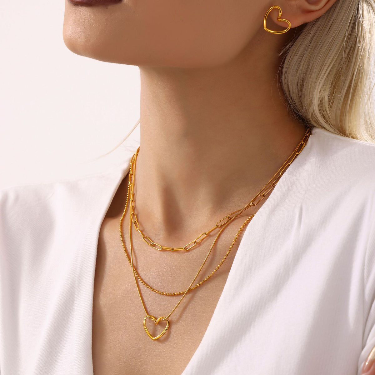 316L Gilded contour heart necklace